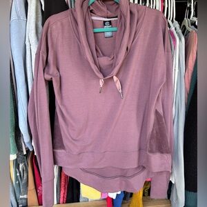 Champion brand purple long sleeve athletic top cowl neck and velvet -never worn